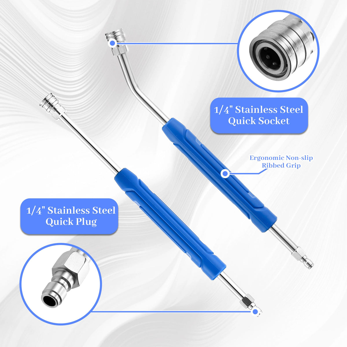 EZALOR extension wand with quarter-inch quick-connect attaches quickly to washers.