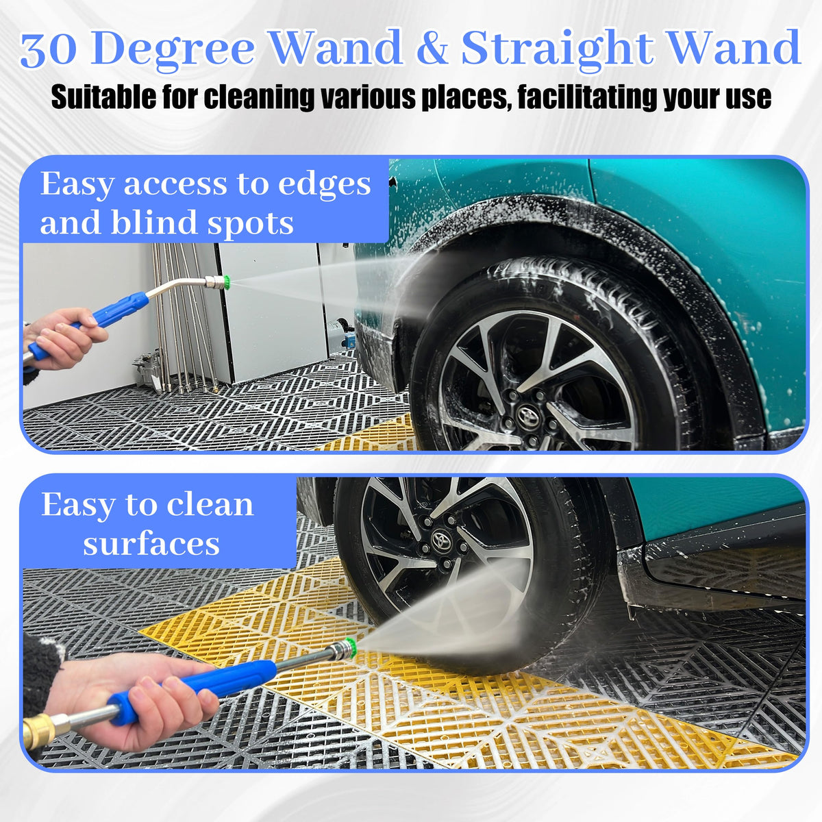 EZALOR extension wand with slip-resistant cover improves grip and safety.