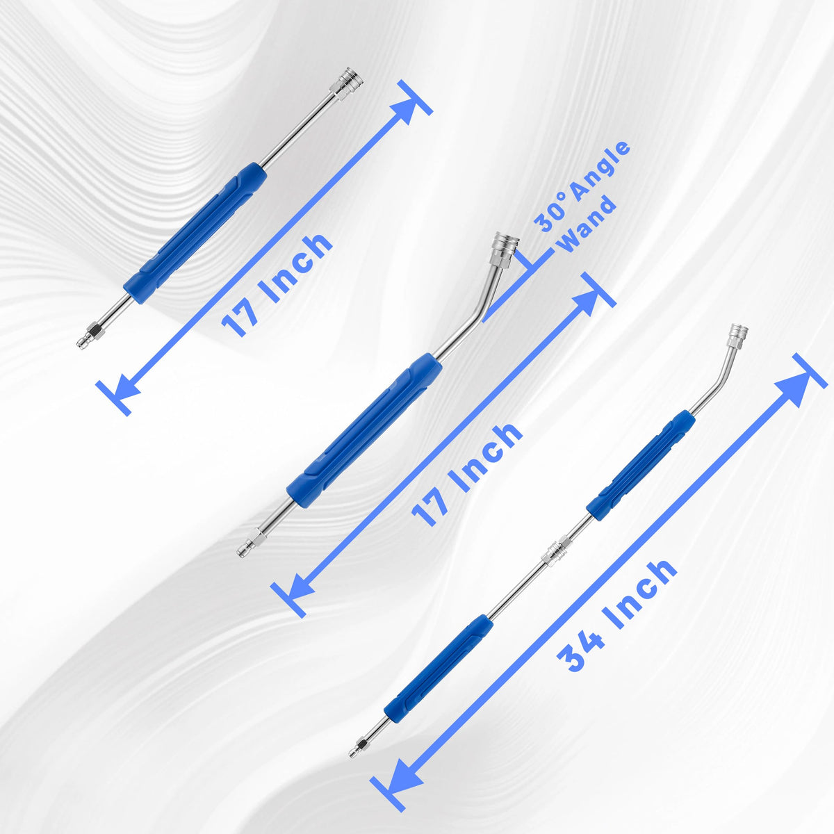 EZALOR extension wand stainless steel and plastic construction resists corrosion.