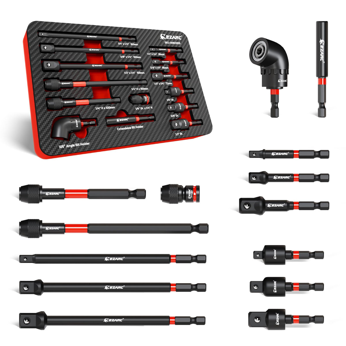 EZARC 14PC set quick-release extension 100mm enables faster bit changes