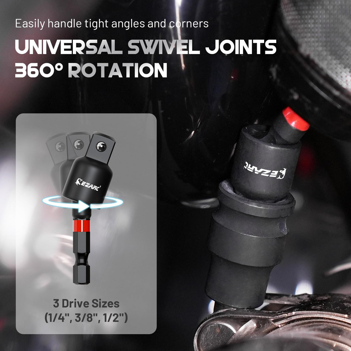 EZARC 14PC set 1/2 inch socket adapter for higher torque access