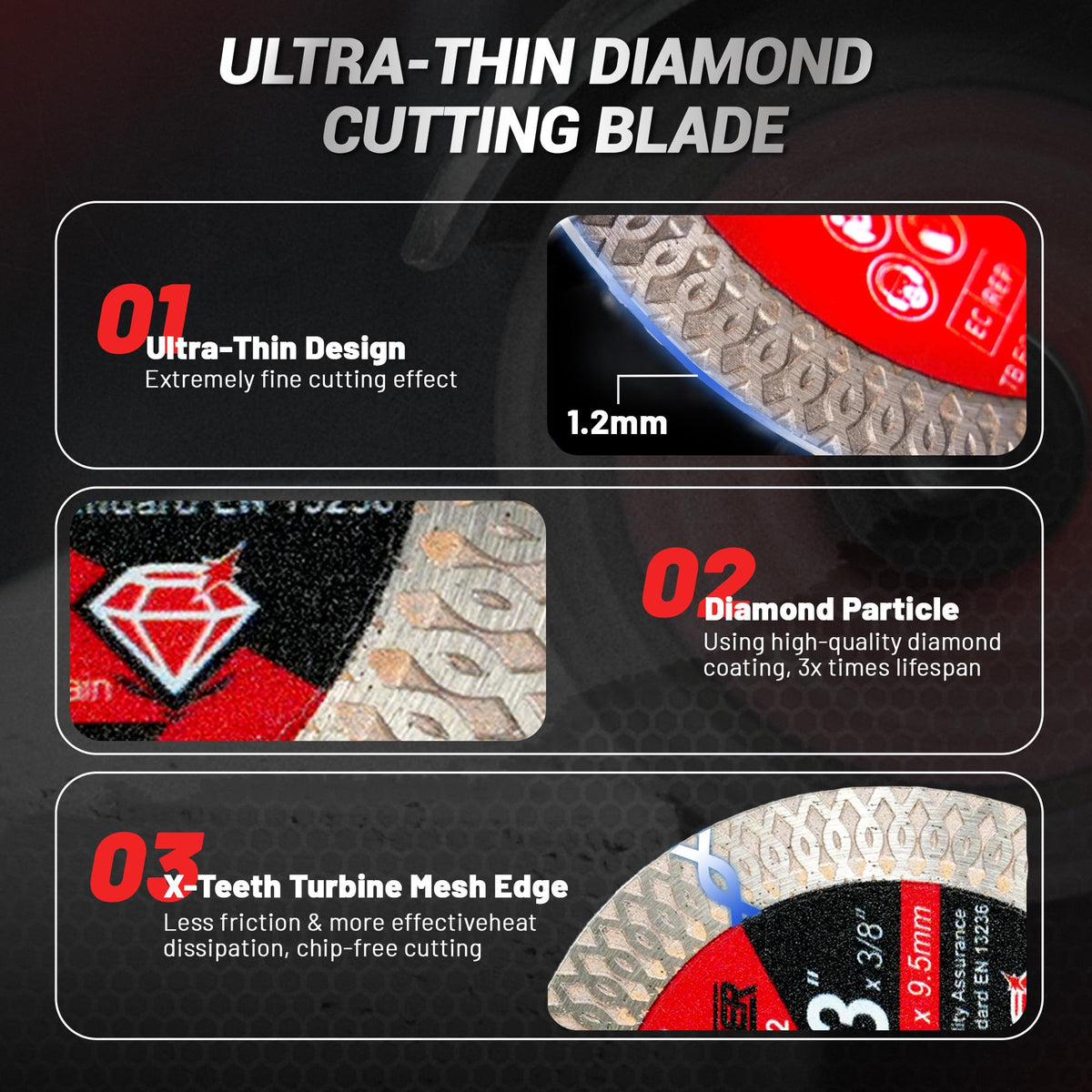 EZARC 3-inch blade for ceramic tile cutting with smooth surface