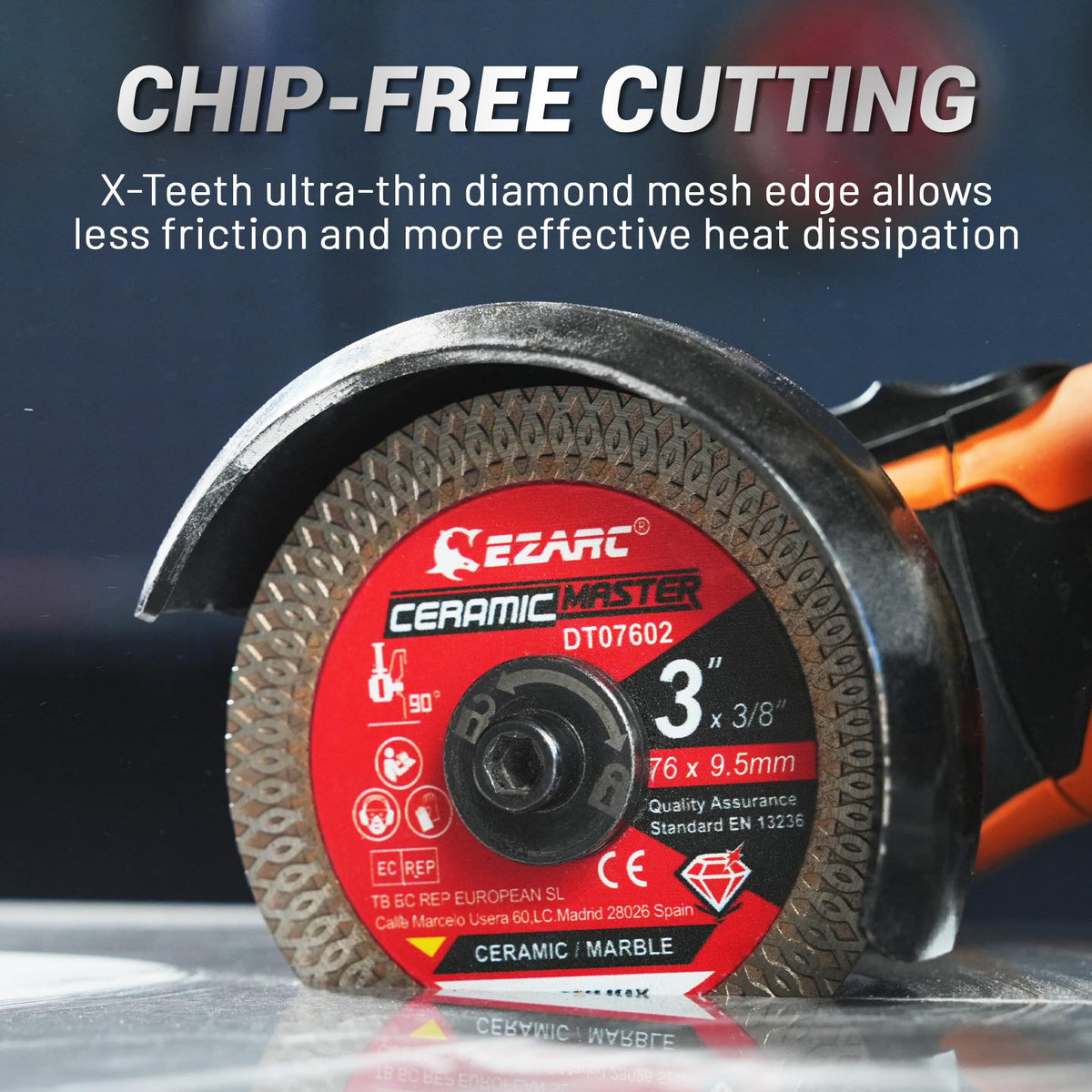 EZARC 3-inch blade supports dry and wet cutting for versatility