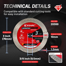 EZARC 3-inch diamond blade handles granite cuts with reduced force