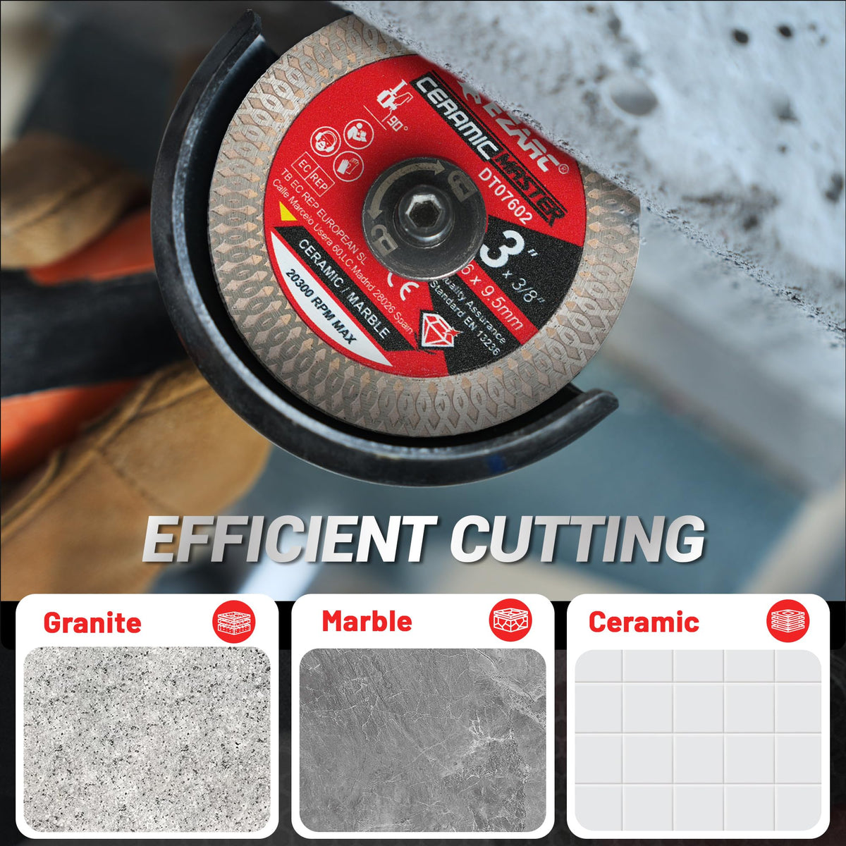 EZARC 3-inch blade delivers marble cuts with minimal chipping