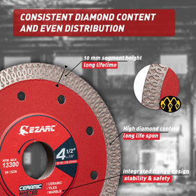 EZARC blade detail: porcelain cut showing precise edge finish