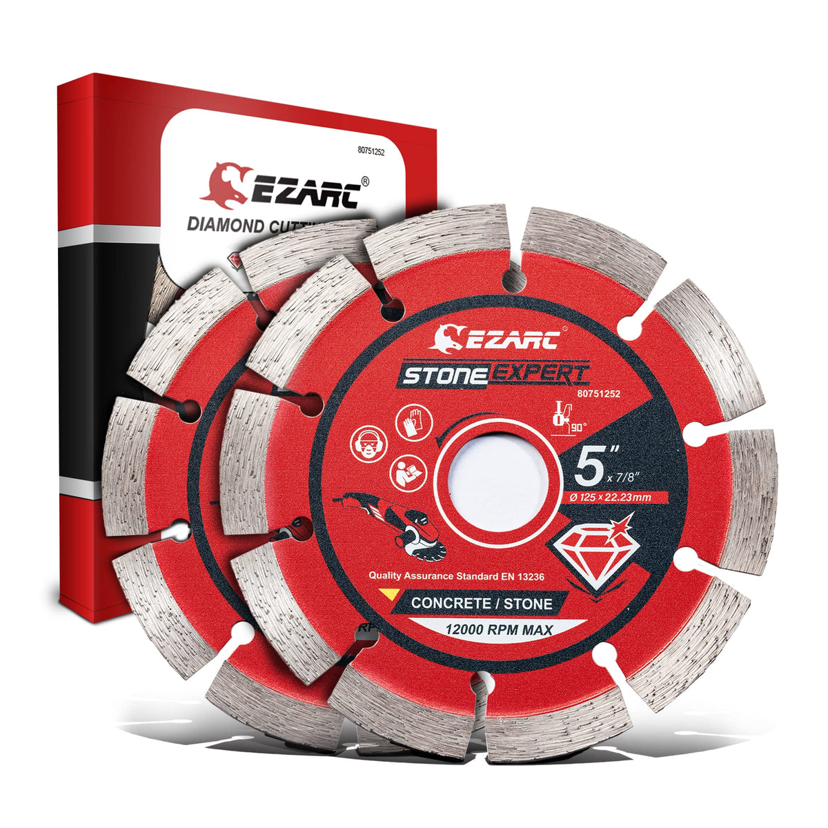 EZARC 5-inch segmented diamond blade in action for fast masonry cutting.