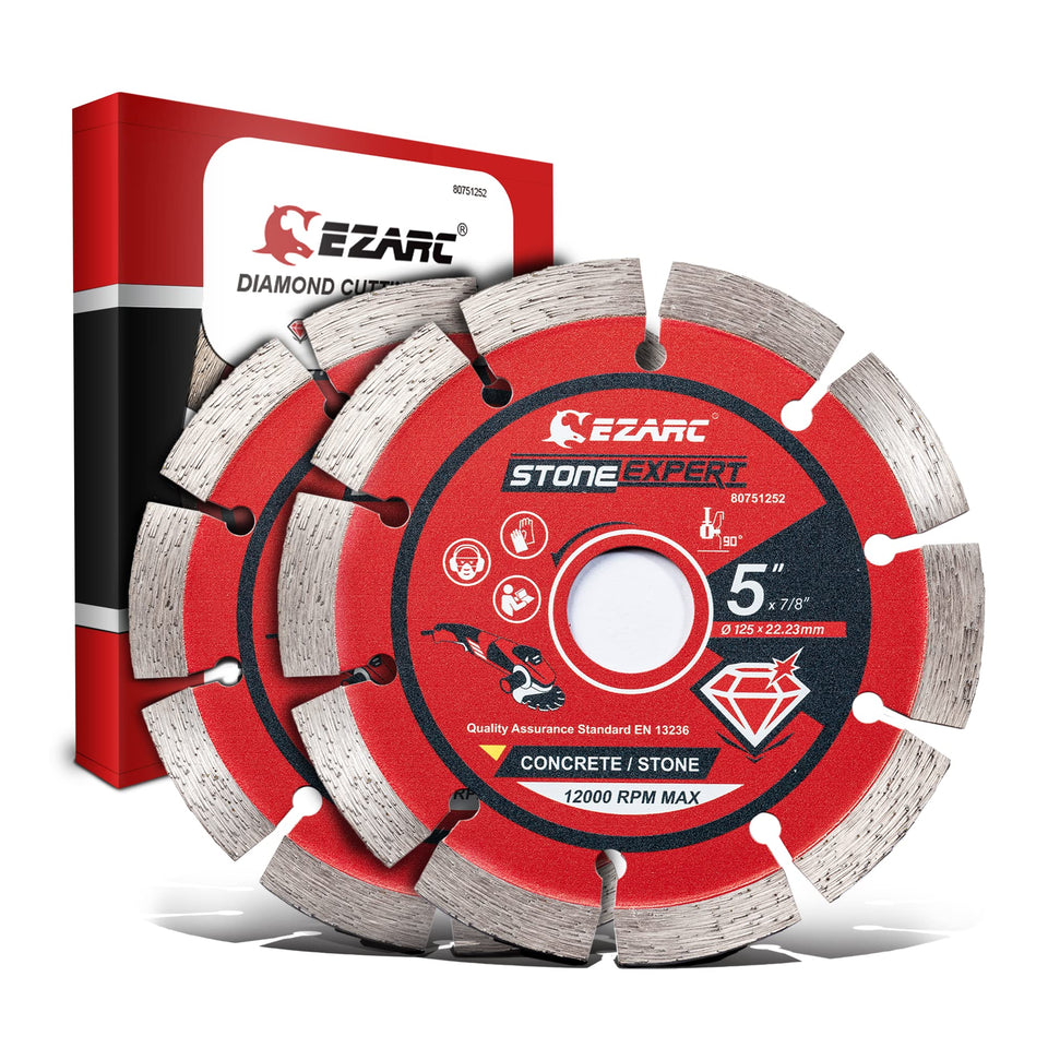 EZARC 5-inch segmented diamond blade in action for fast masonry cutting.