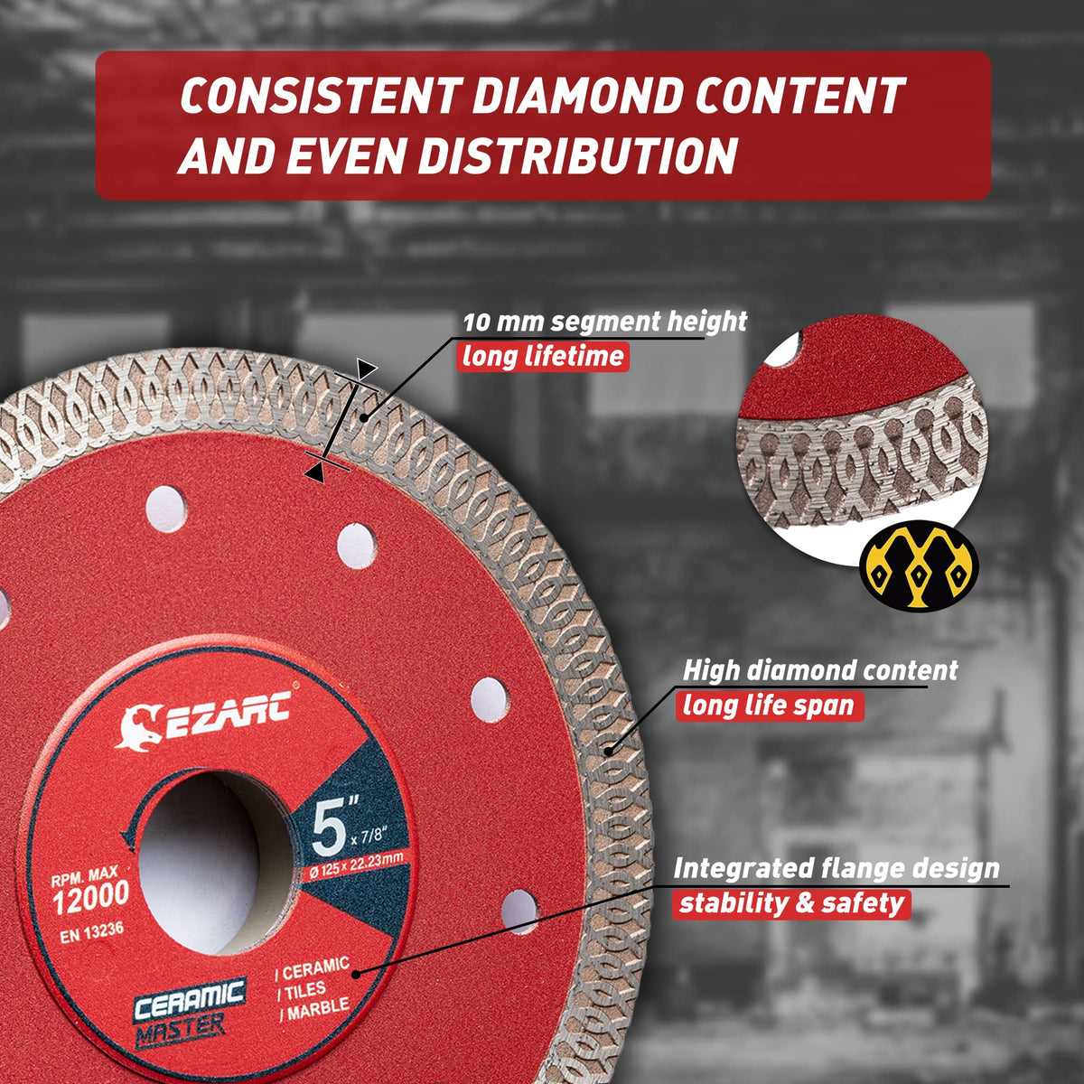 EZARC turbo mesh rim diamond edge for precise tile cuts