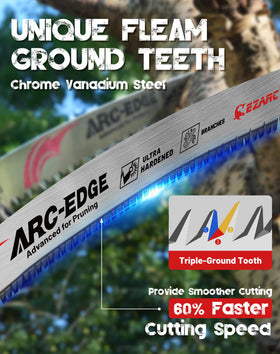 EZARC 6TPI teeth detail emphasizes aggressive cutting efficiency.
