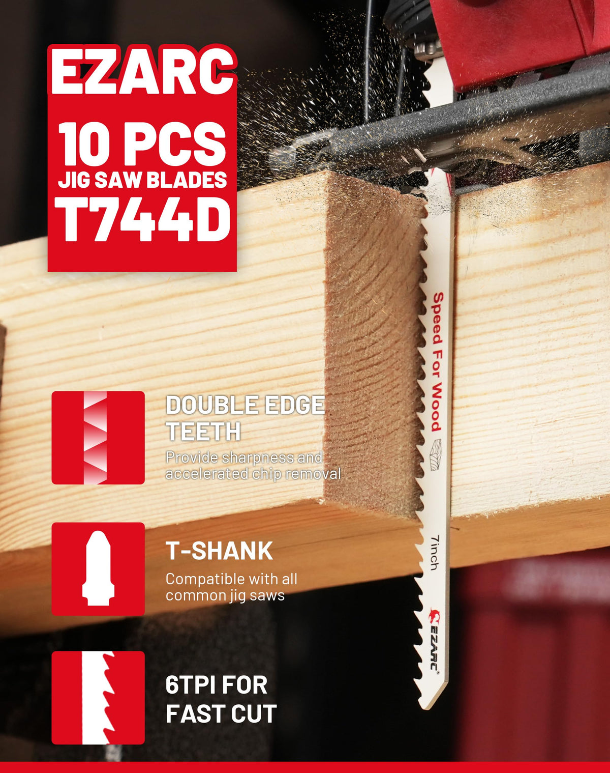 EzARC 6TPI wood blade delivers efficient cutting for thick stock.