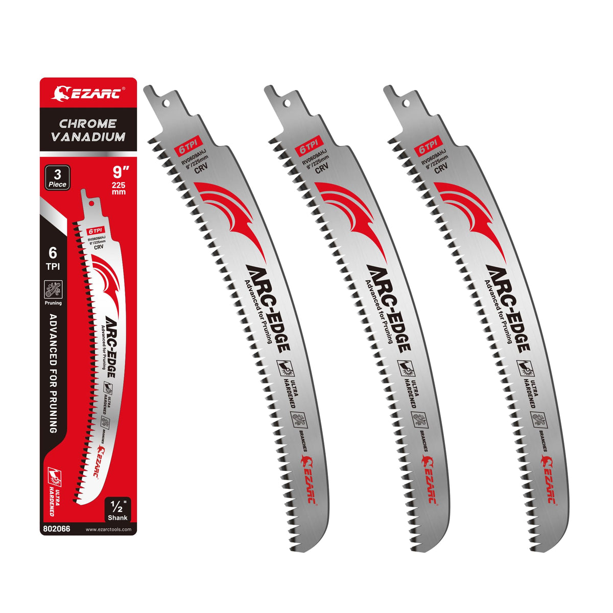 EZARC 9in arc-edge blade closeup for precise pruning and clean cuts.
