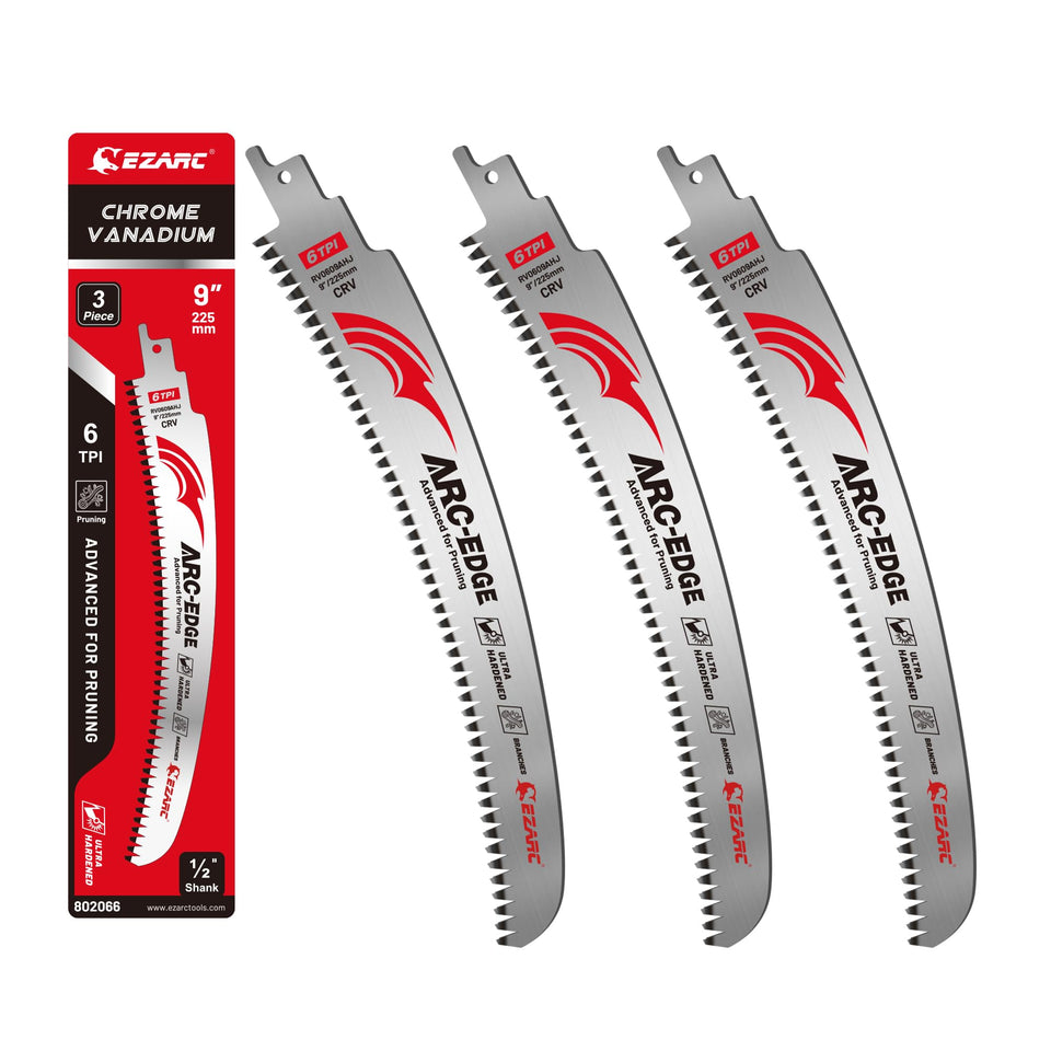 EZARC 9in arc-edge blade closeup for precise pruning and clean cuts.