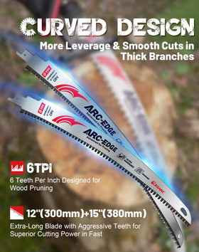 EZARC arc-edge pruning blade 15-inch in action for thick branches
