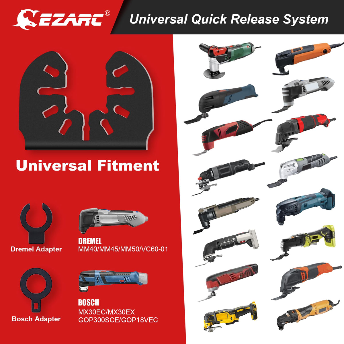 EZARC blades with universal interface fit most oscillating tools.