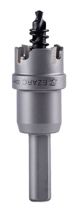 EZARC carbide hole saw in package for heavy-duty metal cutting.
