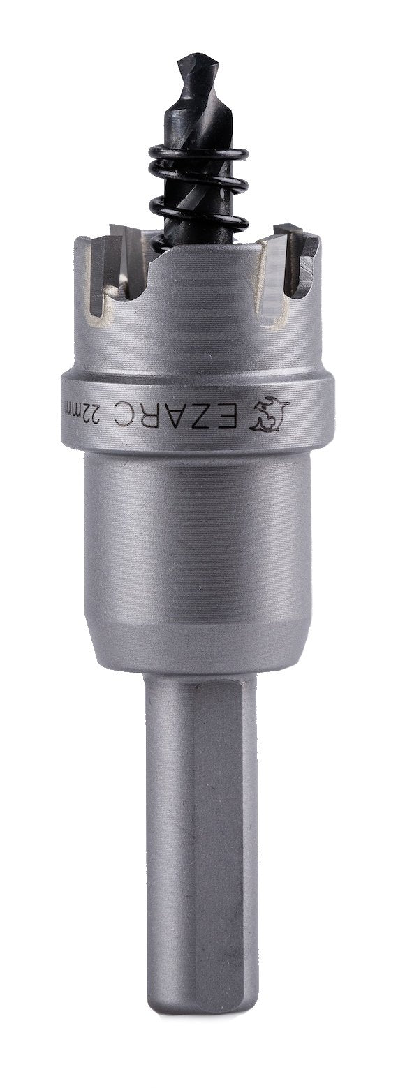 EZARC carbide hole saw in package for heavy-duty metal cutting.