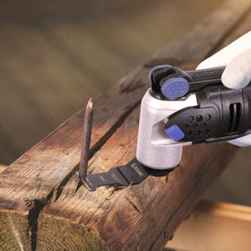 EZARC blade slices nails and screws through hardened materials.