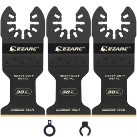 EZARC carbide oscillating blade close-up with teeth for metal cutting.