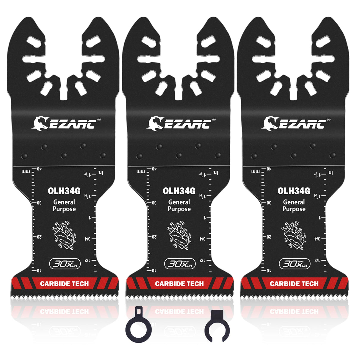 EZARC general-purpose carbide oscillating blades in a 3-pack for versatile cuts.