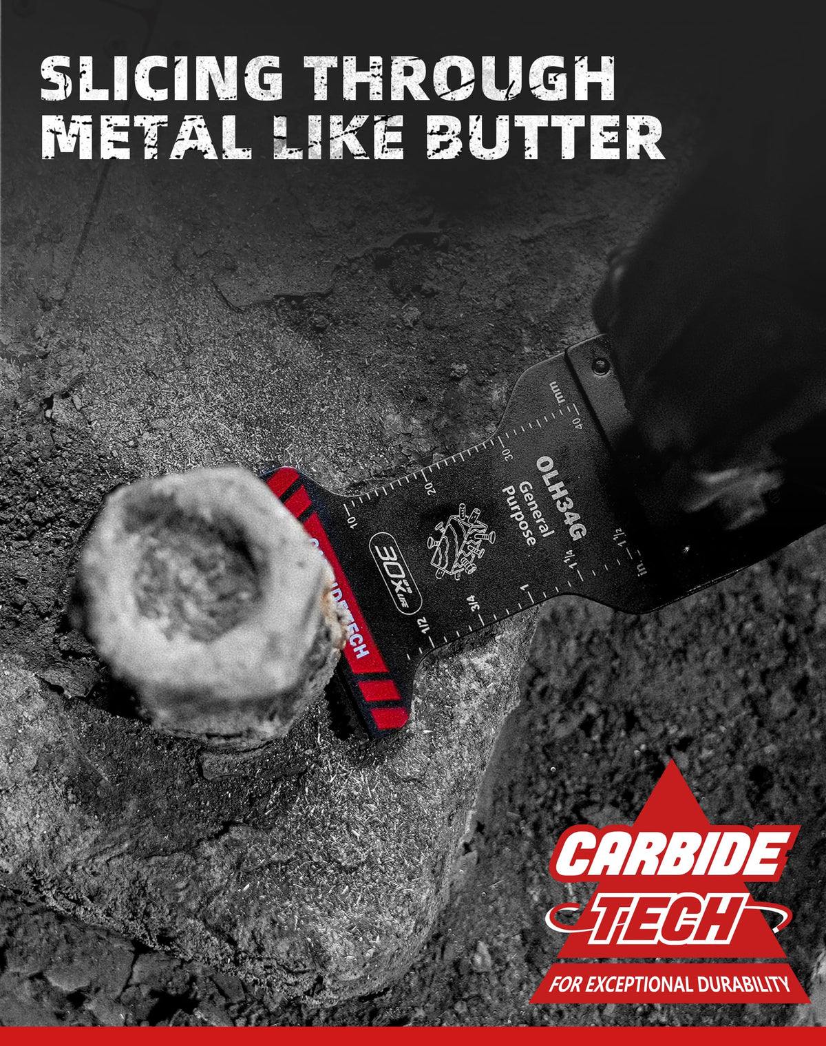 EZARC blade excels at plaster, drywall, and PVC cutting.