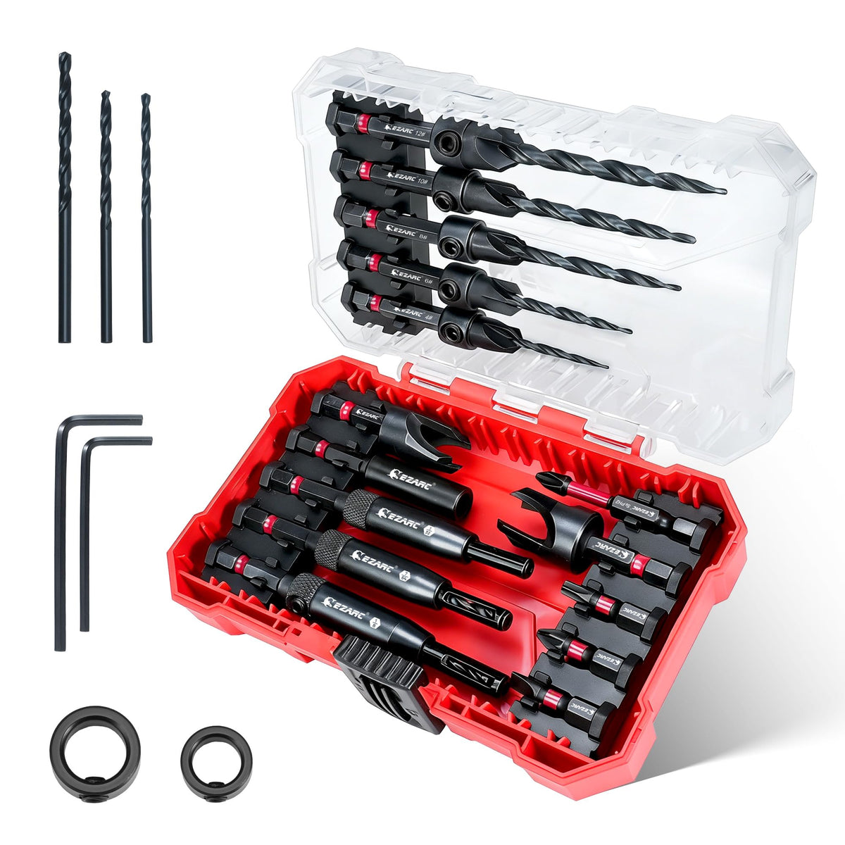 EZARC countersink 22pc set with precise bits for smooth finishes.