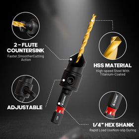 EZARC countersink bits 4-12 visible for quick, clean pilot holes