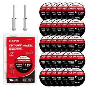 EZARC 1.5-inch cut-off wheels with 1/8-inch arbor for precise metal cuts.