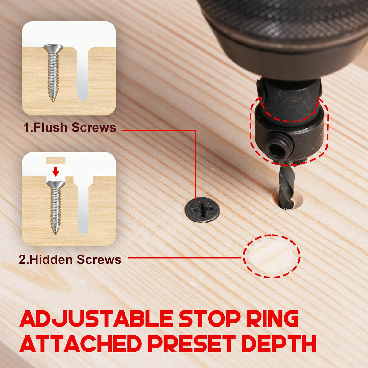 EZARC depth stop rings ensure consistent drilling depth.