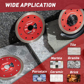 EZARC diamond blade cutting marble for precise, polished edges