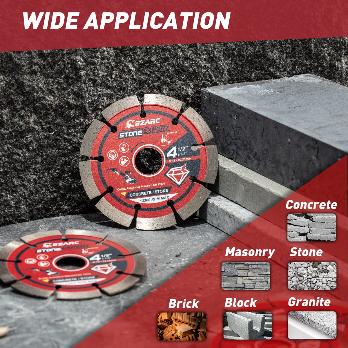 EZARC blade with 7/8 arbor fits common grinders for versatile use.