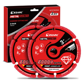 EZARC diamond cutting wheel 3x3/8 inch gray for metal cutting with extended life.