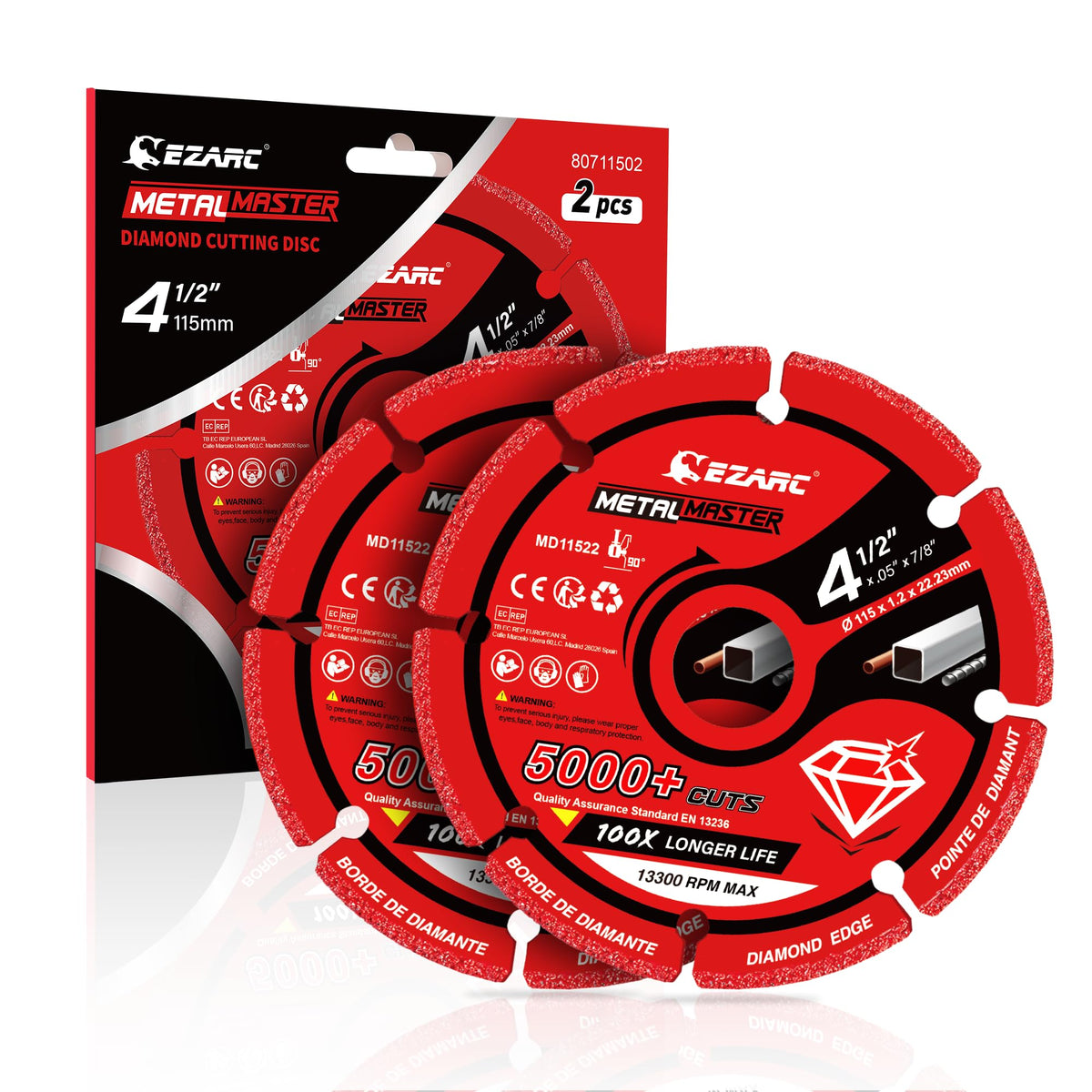 EZARC diamond cutting wheel for metal enables fast, clean cuts.