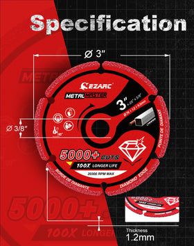 EZARC diamond wheel for stainless steel and non-ferrous metals; precise, clean cuts.