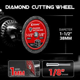EZARC wheel mounted on mandrel for easy rotary tool setup