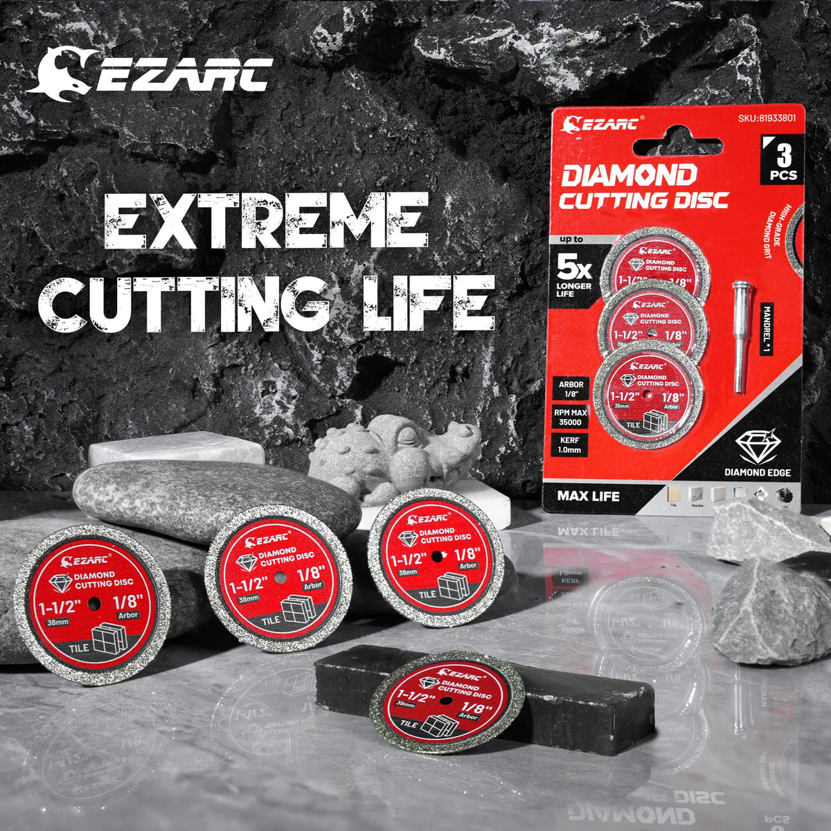 EZARC max speed cut-off wheel reaches 35,000 RPM for rapid cuts