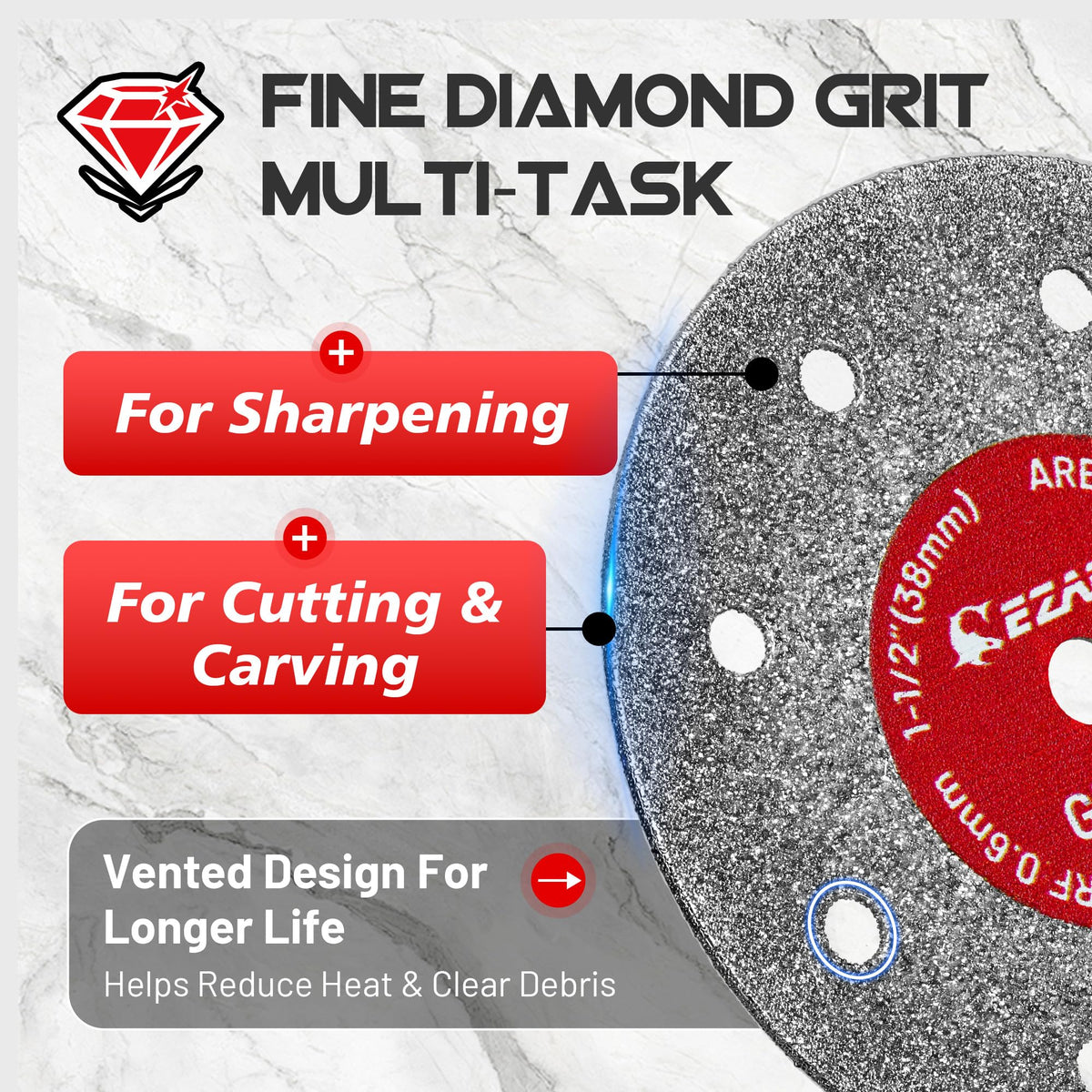 EZARC wheel achieving high-precision cuts with an ultra-thin 0.6 mm kerf
