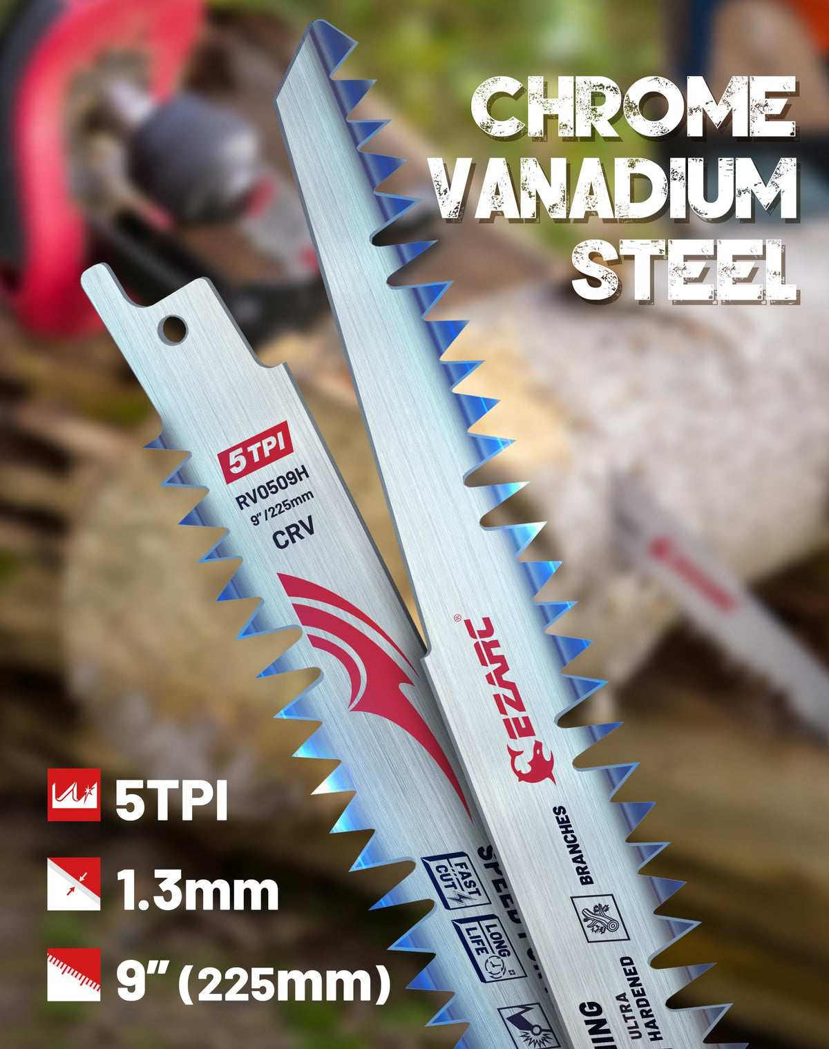 EZARC fleam-ground teeth 9-inch blade cut with less resistance.
