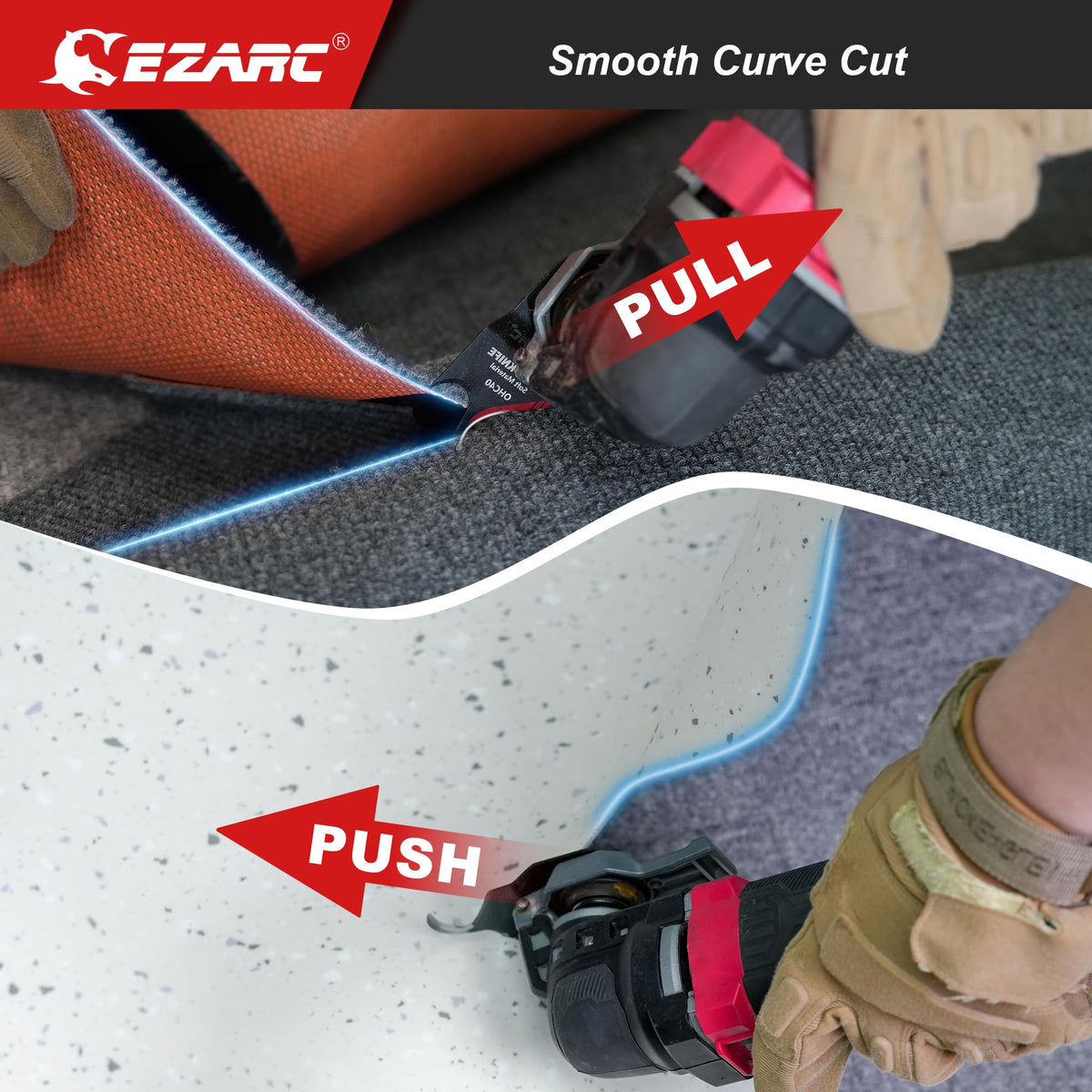 EZARC heat-treated alloy steel blades close-up for long-lasting durability.