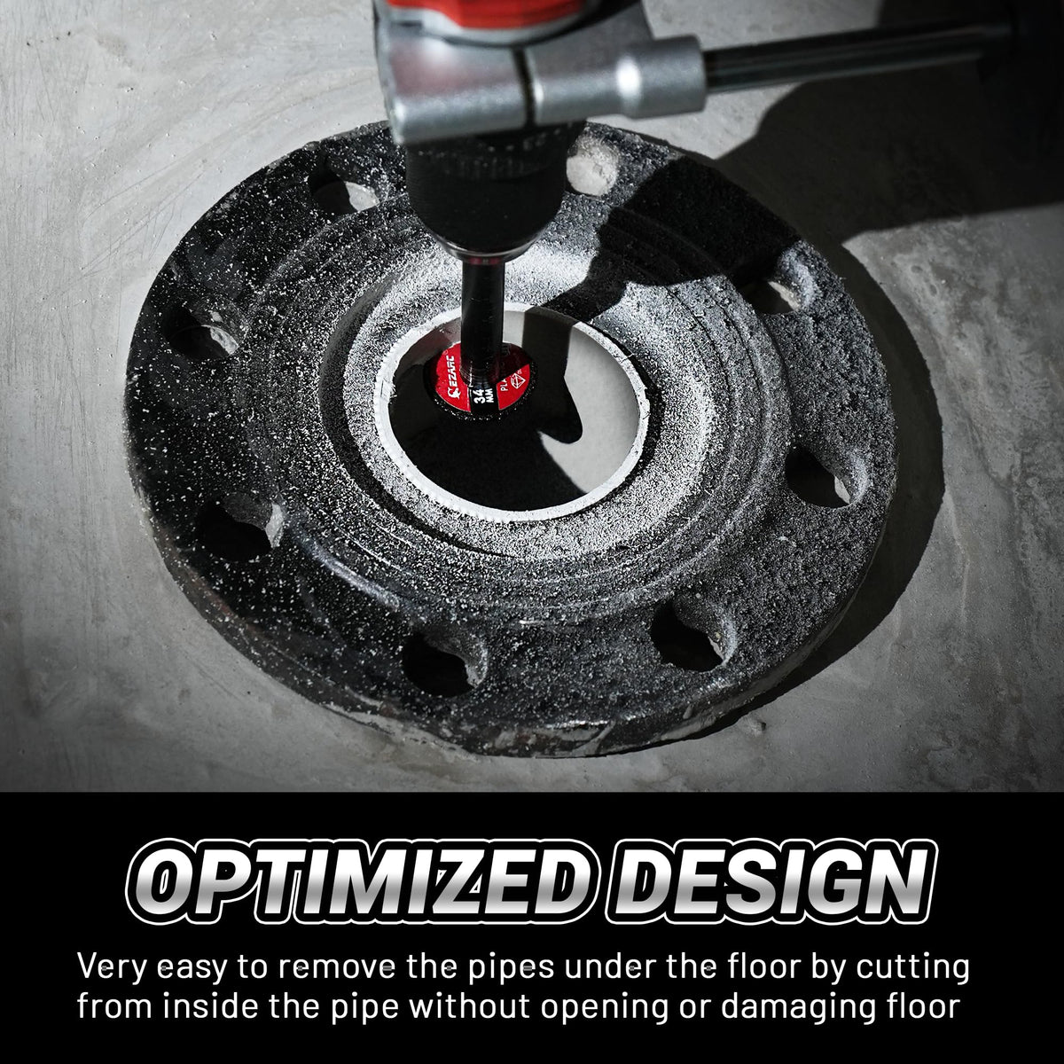 Inner pipe cutting design by EZARC minimizes wall damage during installation or repairs.