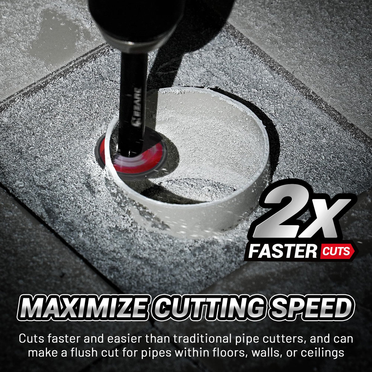 Laser-etched dial gauge on EZARC cutter's hex shaft ensures precise measurements.