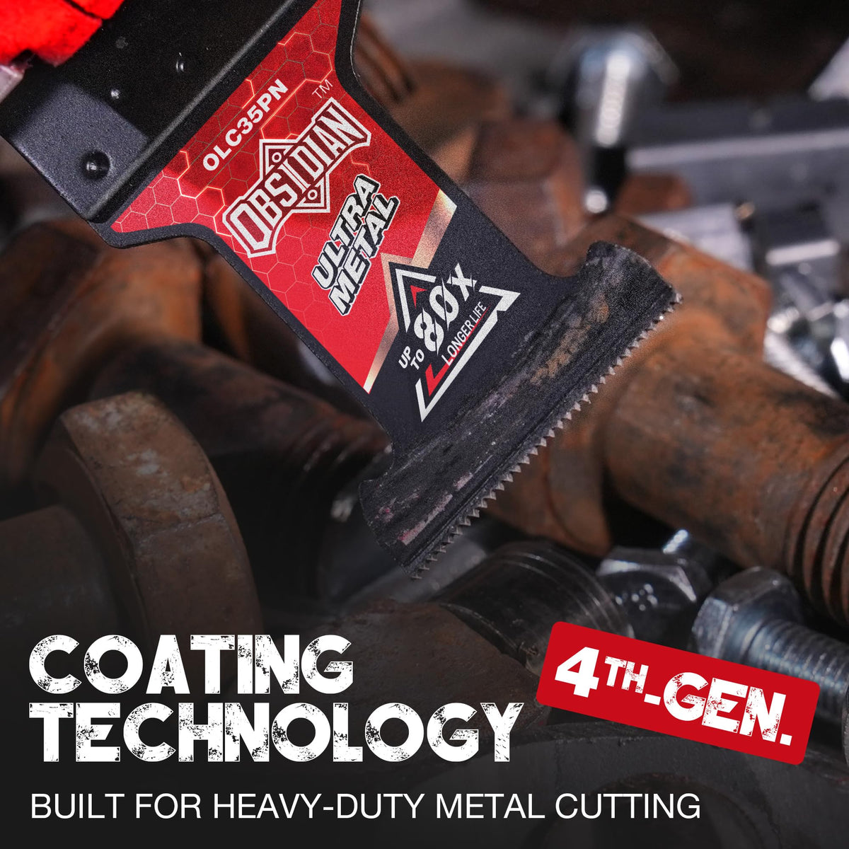 EZARC Obsidian carbide blade for heavy-duty metal cutting in construction.