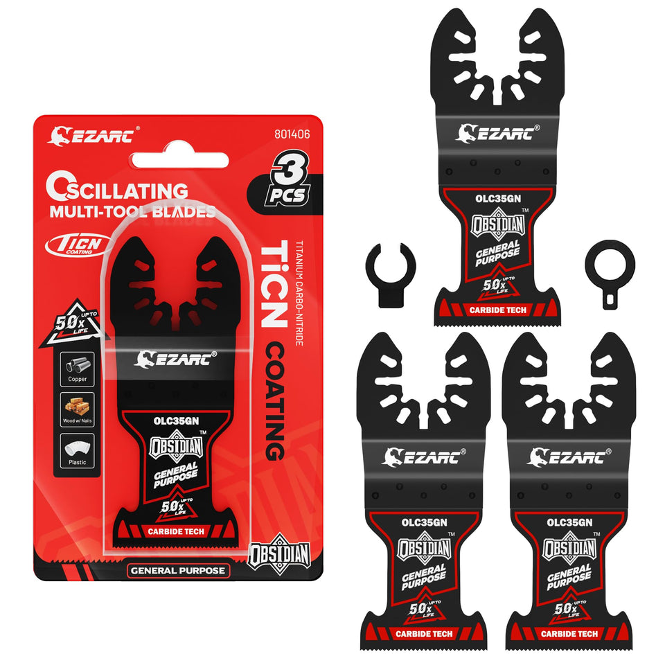 EZARC Obsidian carbide blade with ticn coating for sharper cuts through tough materials.