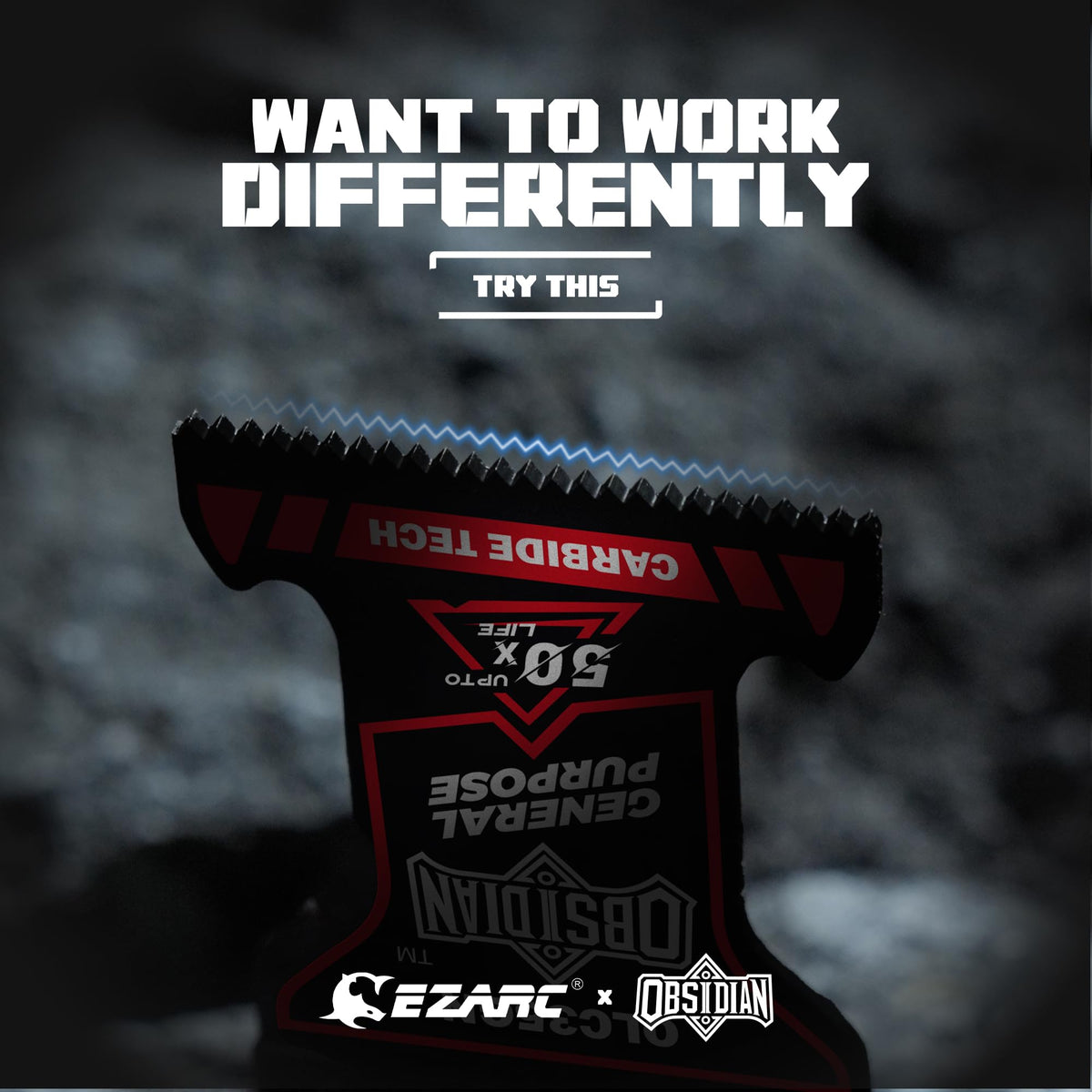 EZARC Obsidian blade teeth geometry enables cleaner plunge cuts in wood and plaster.