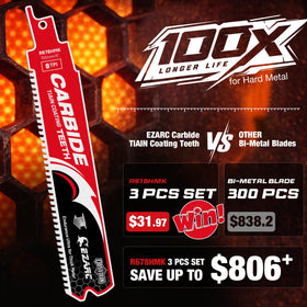 EZARC Obsidian Carbide blade cuts rebar and angle iron reliably.