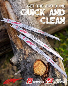 EZARC blade cuts plastic pipes for quick garden projects.