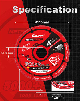 EZARC precise cutting wheel preserves diameter for consistent control.