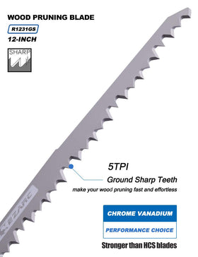 EZARC reciprocating saw blade in pruning setup showing precise results