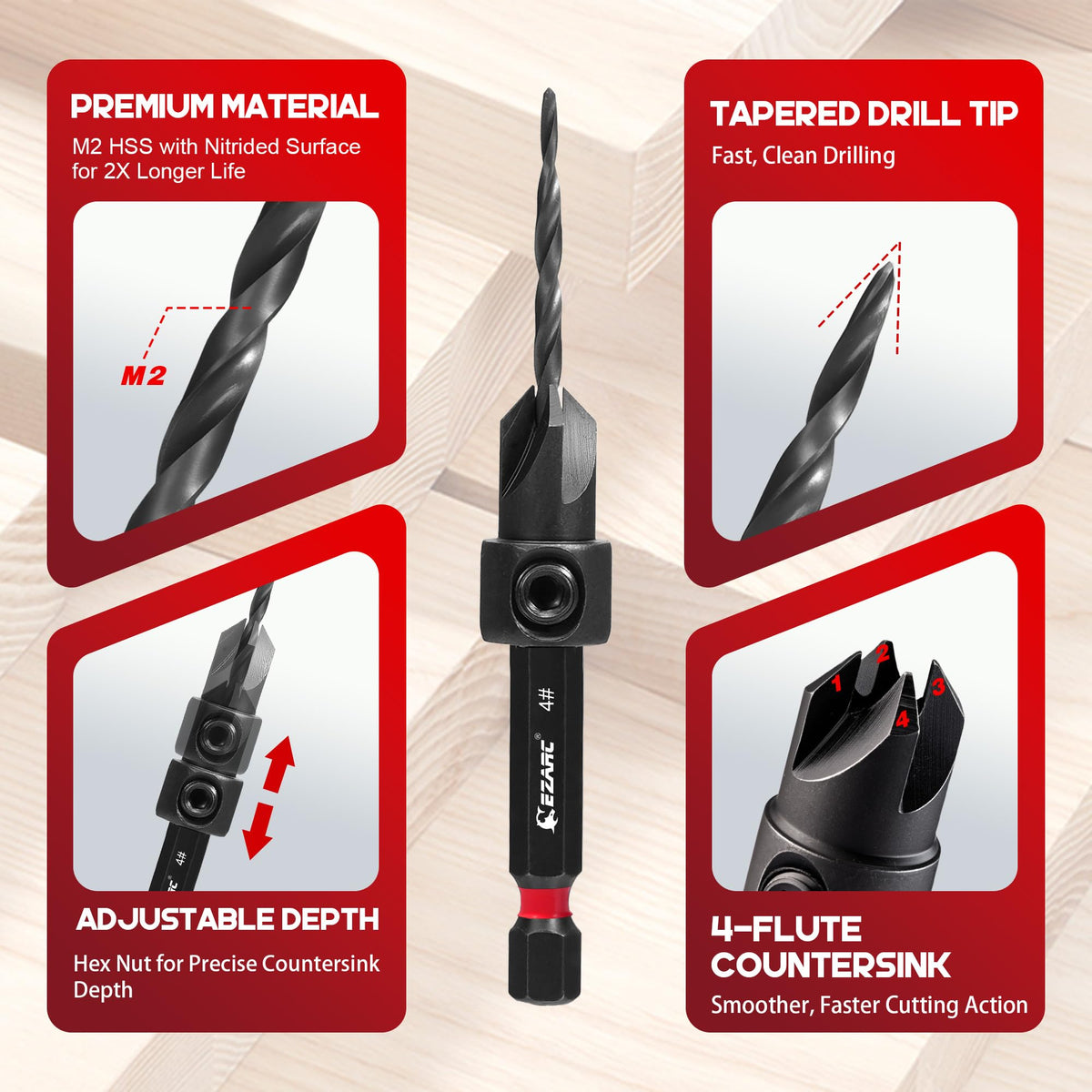 EZARC replaceable HSS drill bits for versatile tasks.