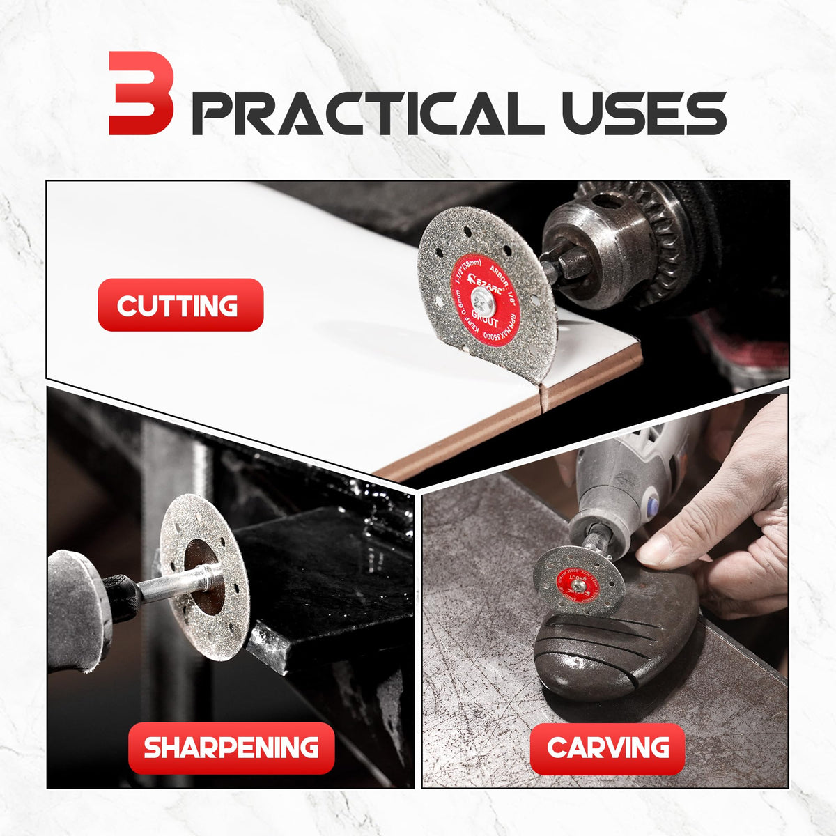 EZARC rotary tool mandrel included for quick mounting